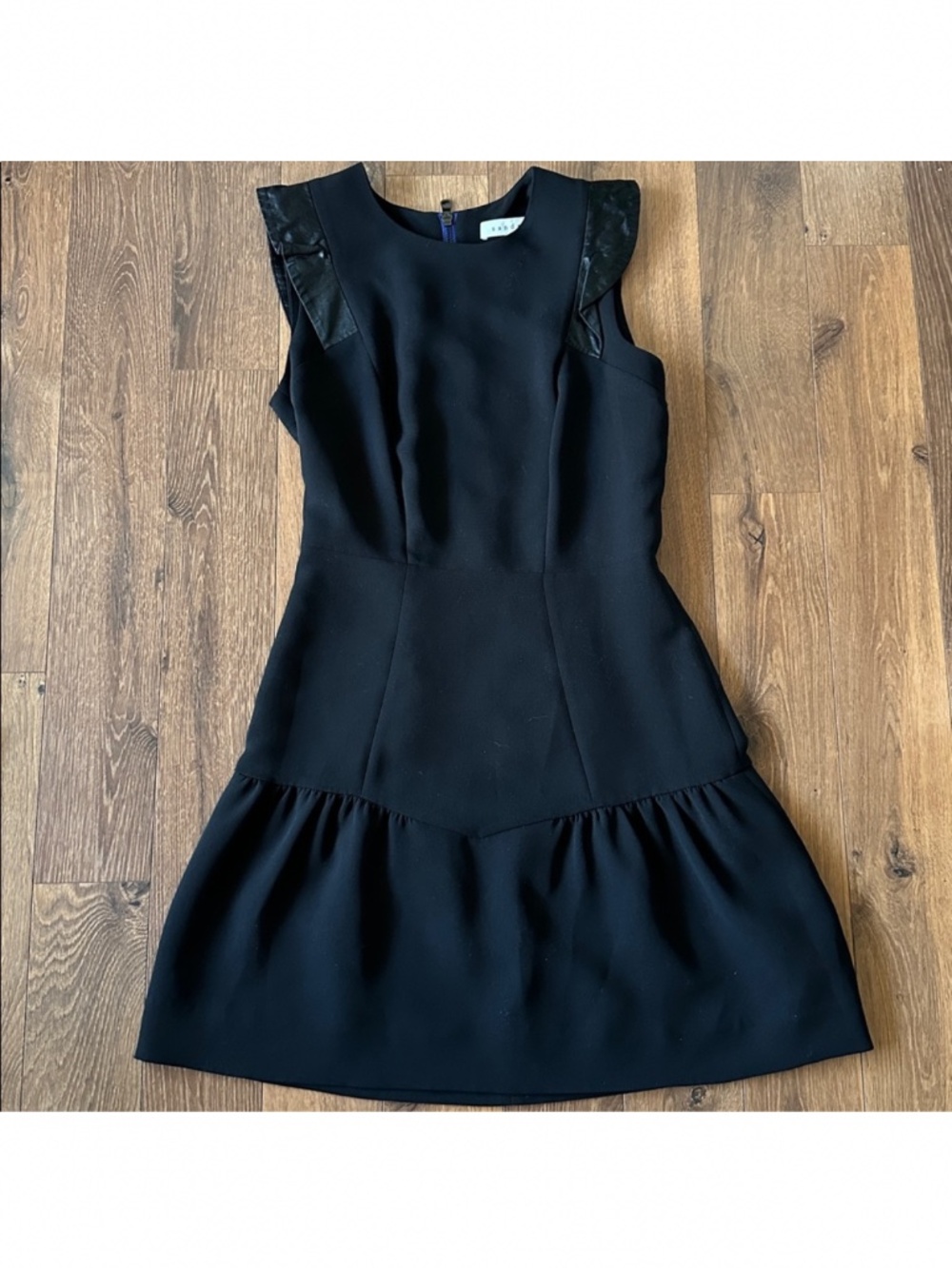 Sandro black ruffle sleeve tier dress